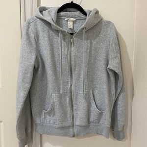 H&M light grey zip up hoodie